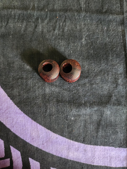 Wooden offset tunnel plugs. Pair. 9/16"g.