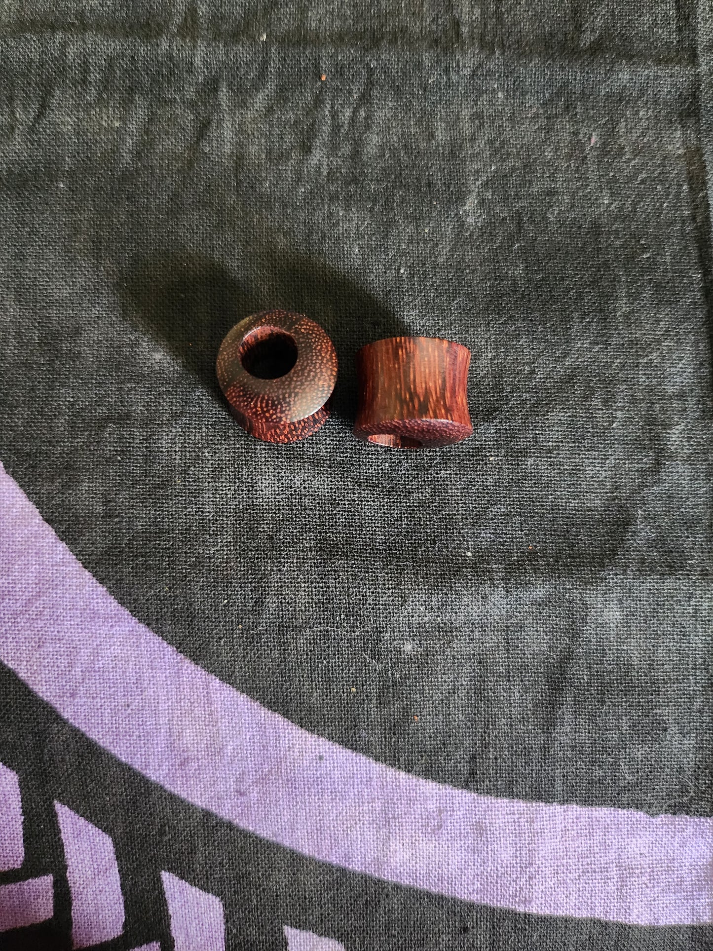 Wooden offset tunnel plugs. Pair. 9/16"g.