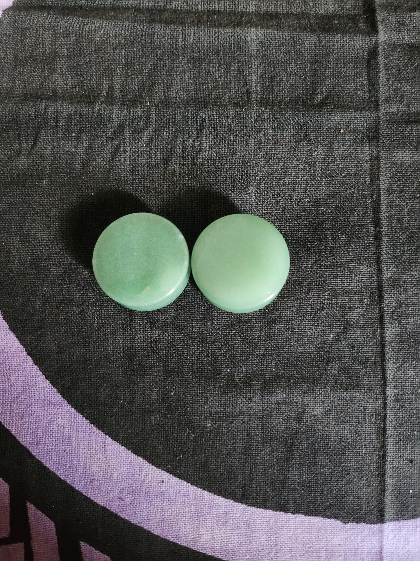 Jade stone gages. Pair. 7/8"