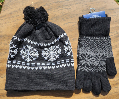 Juncture fleece lined beanie and glove set